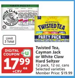 Albertsons Twisted Tea, Cayman Jack or White Claw Hard Seltzer offer