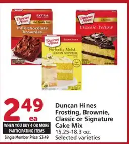 Albertsons Duncan Hines Frosting, Brownie, Classic or Signature Cake Mix offer