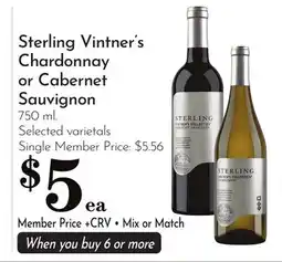 Pavilions Sterling Vintner's Chardonnay or Cabernet Sauvignon offer