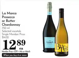 Pavilions La Marca Prosecco or Butter Chardonnay offer
