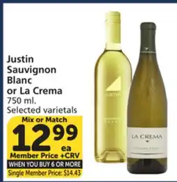 Albertsons Justin Sauvignon Blanc or La Crema offer