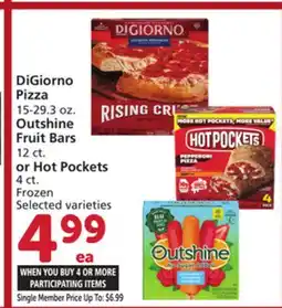 Vons DiGiorno Pizza 15-29.3 oz. Outshine Fruit Bars 12 ct. or Hot Pockets 4 ct. Frozen offer