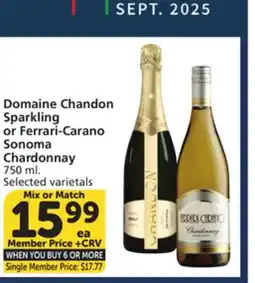 Vons Domaine Chandon Sparkling or Ferrari-Carano Sonoma Chardonnay offer