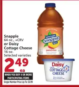 Albertsons Snapple 64 oz., or Daisy Cottage Cheese 16 oz offer