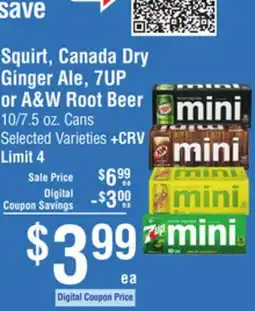 Smart & Final Squirt, Canada Dry Ginger Ale, 7UP or A & W Root Beer offer