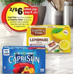 Meijer Capri Sun 10 ct./6 oz. pouches or Country Time* 10 ct./6 oz. pouches offer