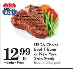 Pavilions USDA Choice Beef T-Bone or New York Strip Steak offer