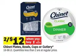 Meijer Chinet Plates, Bowls, Cups or Cutlery offer