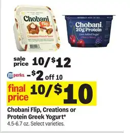 Meijer Chobani Flip, Creations or Protein Greek Yogurt offer