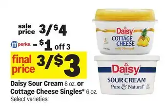 Meijer Daisy Sour Cream 8 oz. or Cottage Cheese Singles* 6 oz offer
