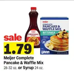 Meijer Meijer Complete Pancake & Waffle Mix 28-32 oz. or Syrup 24 oz offer