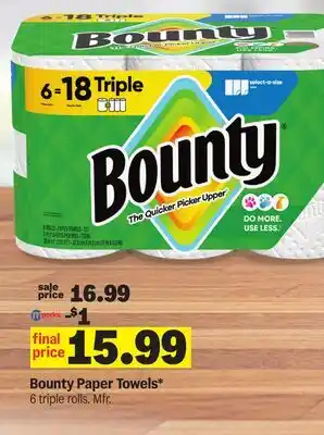 Meijer Bounty Paper Towels offer