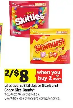 Meijer Lifesavers, Skittles or Starburst Share Size Candy offer