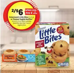Meijer Entenmann's Little Bites 6-14 oz. or Thomas' English Muffins* 6 ct./12-13 oz offer
