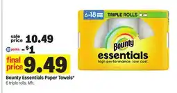 Meijer Bounty Essentials Paper Towels offer