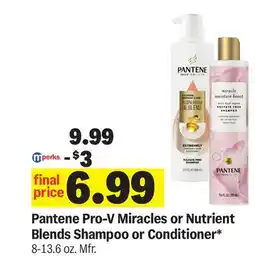 Meijer Pantene Pro-V Miracles or Nutrient Blends Shampoo or Conditioner offer