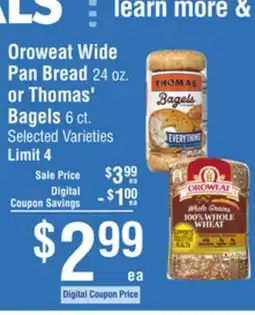 Smart & Final Oroweat Wide Pan Bread or Thomas' Bagels offer