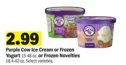 Meijer Purple Cow Ice Cream or Frozen Yogurt 15-48 oz. or Frozen Novelties 18.4-42 oz offer