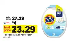 Meijer Tide Pods 112 ct. or Power Pods* 63 ct. Mfr offer