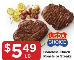 Food 4 Less Boneless Chuck Roasts or Steaks offer