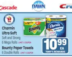 Tony’s Fresh Market Charmin Ultra Soft or Bounty Paper Towels offer