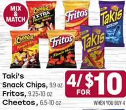 Tony’s Fresh Market Taki's Snack Chips, Fritos or Cheetos offer