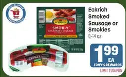 Tony’s Fresh Market Eckrich Smoked Smoked Sausage or Sausage or Smokies offer