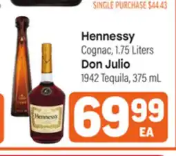 Tony’s Fresh Market Hennessy Cognac 1.75 Liters, Don Julio 1942 Tequila 375 mL offer