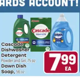 Tony’s Fresh Market Cascade Dishwasher Detergent Powder and Gel, 75oz Dawn Dish Soap, 56oz offer