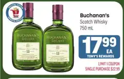 Tony’s Fresh Market Buchanan's Scotch Whisky offer