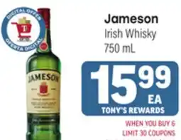 Tony’s Fresh Market Jameson Irish Whisky offer