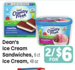 Tony’s Fresh Market Dean's Ice Cream Sandwiches 6 ct, Dean's Ice Cream 48 oz offer