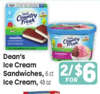 Tony’s Fresh Market Dean's Ice Cream Sandwiches 6 ct, Dean's Ice Cream 48 oz offer