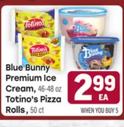 Tony’s Fresh Market Blue Bunny Premium Ice Cream, 46-48 oz, Totino's Pizza Rolls, 50 ct offer