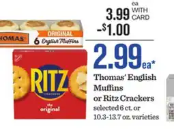 Mariano's Thomas' English Muffins or Ritz Crackers offer