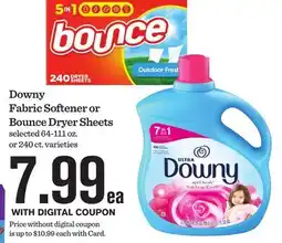 Mariano's Downy Fabric Softener or Bounce Dryer Sheets offer