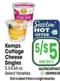 Jewel-Osco Kemps Cottage Cheese Singles offer