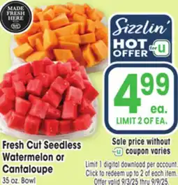 Jewel-Osco Fresh Cut Seedless Watermelon or Watermelon or Cantaloupe offer