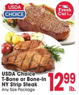 Jewel-Osco USDA Choice T-Bone or Bone-In NY Strip Steak offer