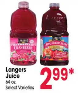 Jewel-Osco Langers Juice offer