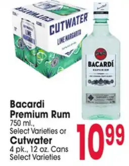 Jewel-Osco Bacardi Premium Rum 750 ml., Cutwater 4 pk., 12 oz. Cans offer