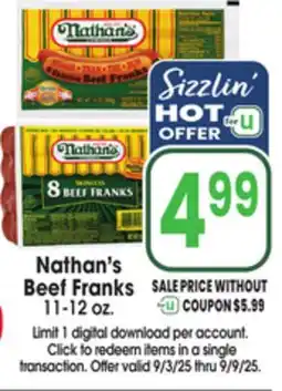 Jewel-Osco Nathan's Beef Franks offer