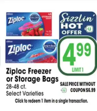 Jewel-Osco Ziploc Freezer or Storage Bags offer