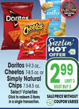 Jewel-Osco Doritos 9-9.3 oz., Cheetos 7-8.5 oz. or Simply Natural Chips 7.5-8.5 oz offer