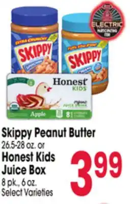 Jewel-Osco Skippy Peanut Butter 26.5-28 oz. or Honest Kids Juice Box 8 pk., 6 oz offer