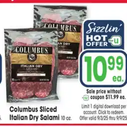 Jewel-Osco Columbus Sliced Italian Dry Salami offer