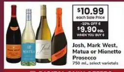 Safeway Josh, Mark West, Matua or Mionetto Prosecco offer