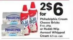 Safeway Philadelphia Cream Cheese Bricks or Reddi-Wip Aerosol Whipped Cream offer