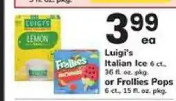 Safeway Luigi's Italian Ice or Frollies Pops offer