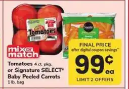 Safeway Tomatoes or Signature SELECT Baby Peeled Carrots offer